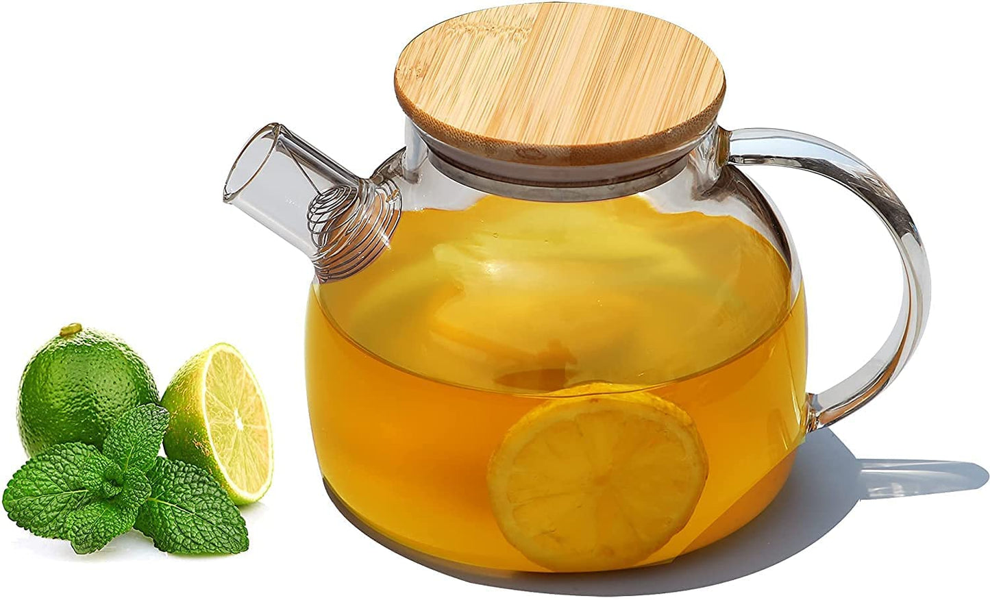 Wooden Lid Glass Teapot Kettle (1LTR)