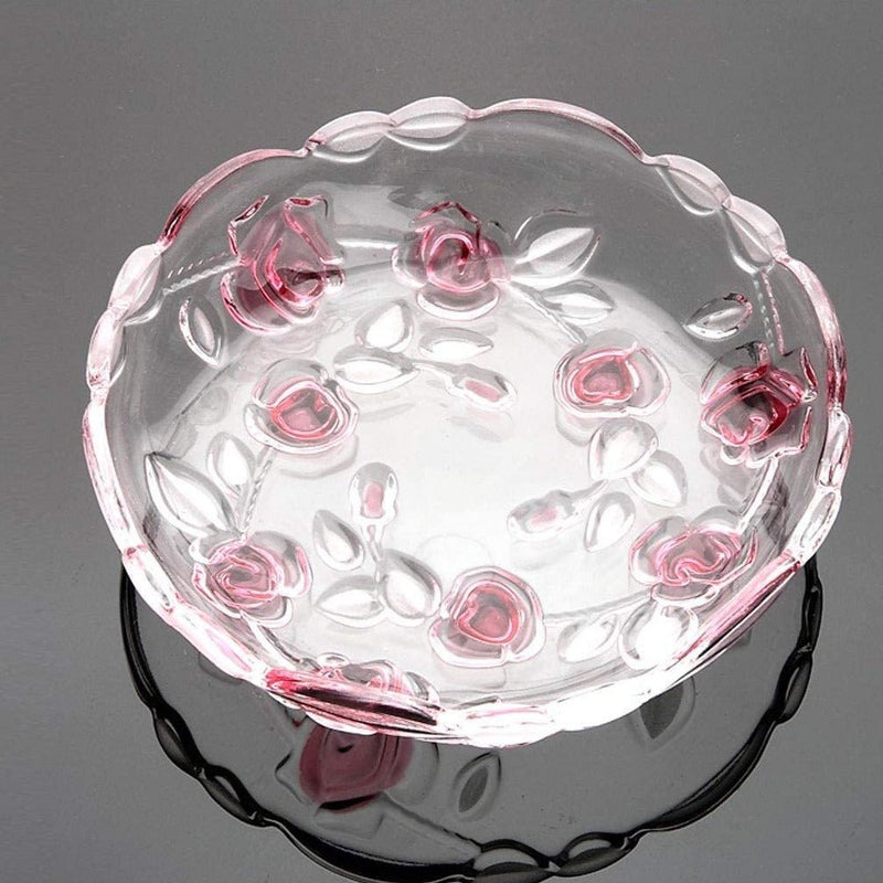 Beautiful Crystal Clear Round Shape Glass Tray Plate - 1pc (Transparent) - Skyborn