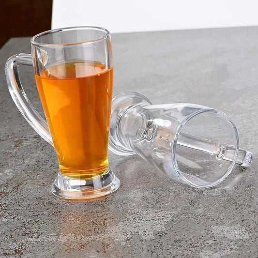 Beer Mug Glass with Handle Glass, 270 ml (Pack Of 6) - Skyborn