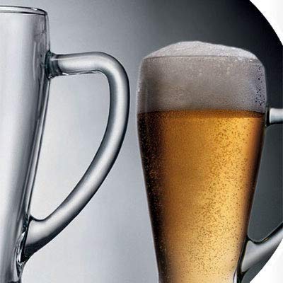 Beer Mug Glass with Handle Glass, 270 ml (Pack Of 6) - Skyborn