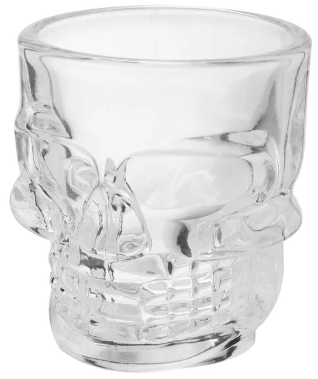 Skull Shape Crystal Clear Glass Shot Glass - 50 ml (Pack Of 12)