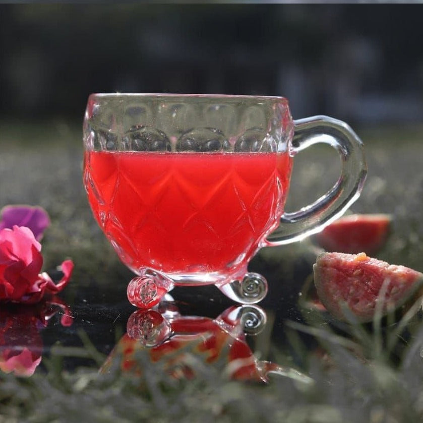 Crystal Clear Glass Tea & Coffee Cup with Leg - 180ML (Pack Of 2)